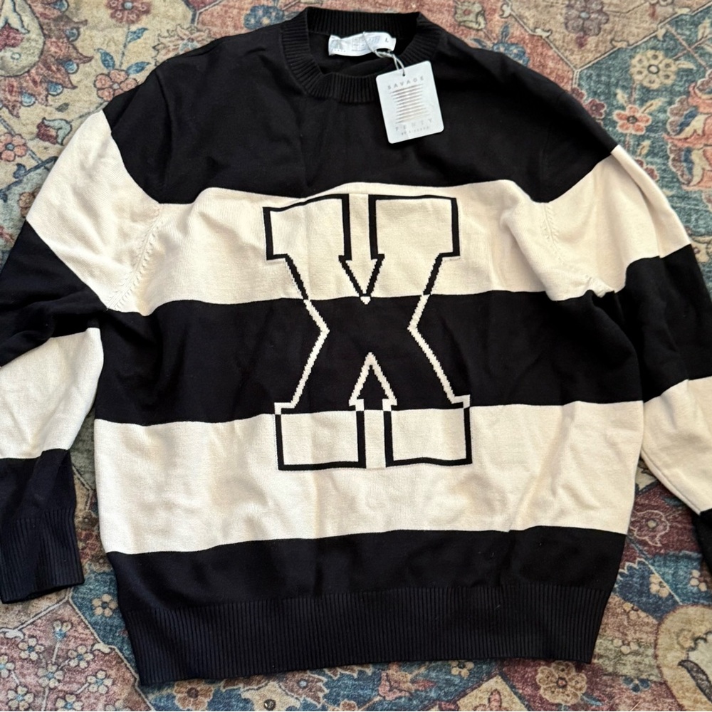 Fenty Beauty Black and White Crewneck Sweater